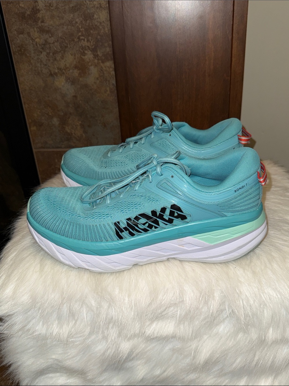 HOKA ONE ONE Bondi 7 Women’s 10.5 AEBL Aqua Teal Running Walking Shoes
